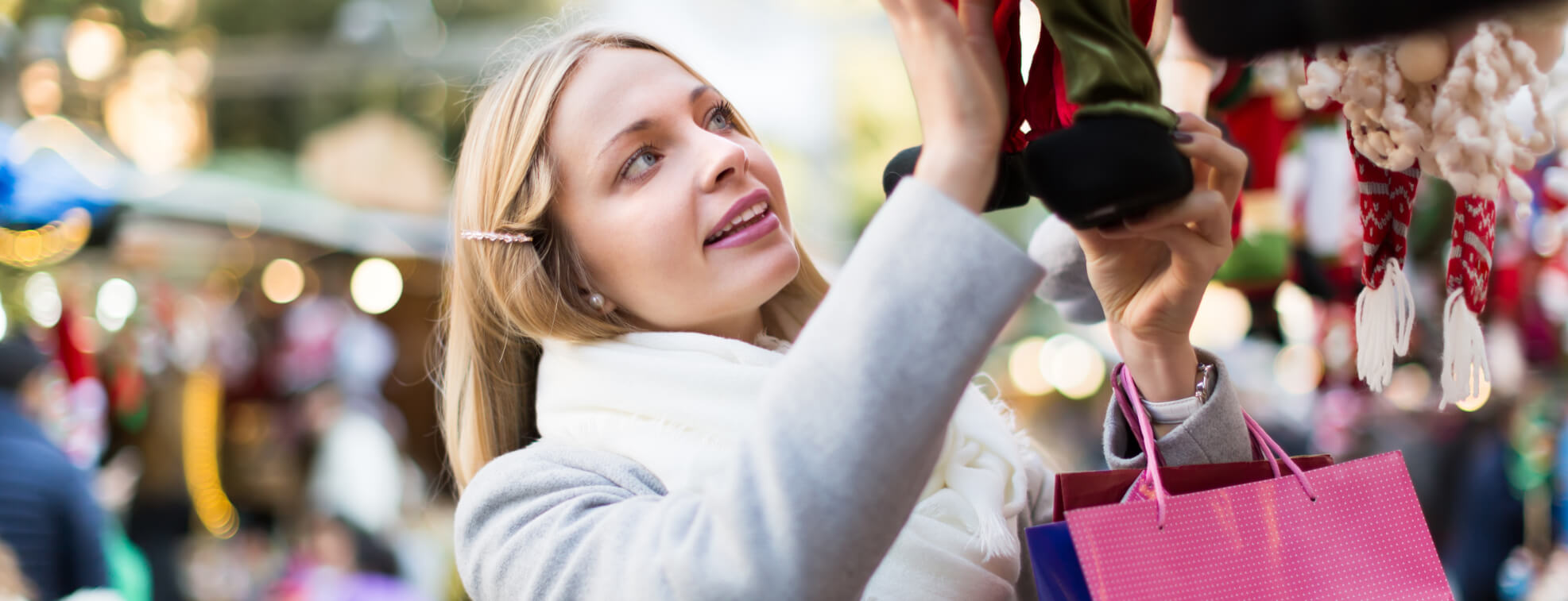 Woman looking for a gift on the streets