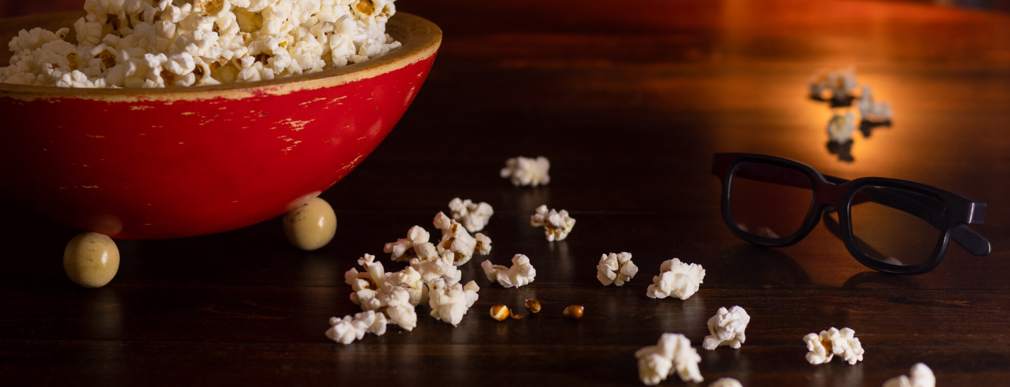 Eating popcorn on Valentine's Day is fun