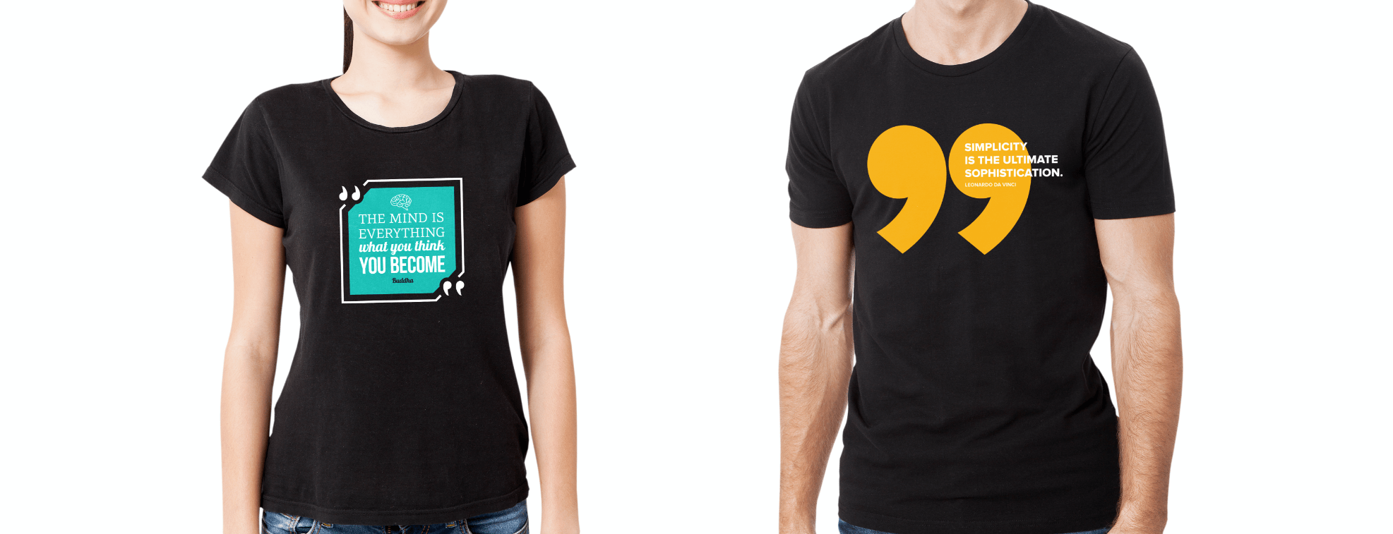 Female and male t-shirts with inspirational quotes